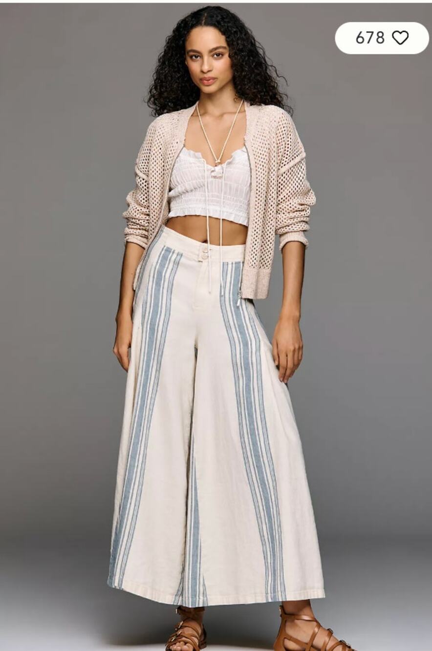 Anthropologie Pilcro Linen Cotton Skirty Sailor Pants 29 NEW